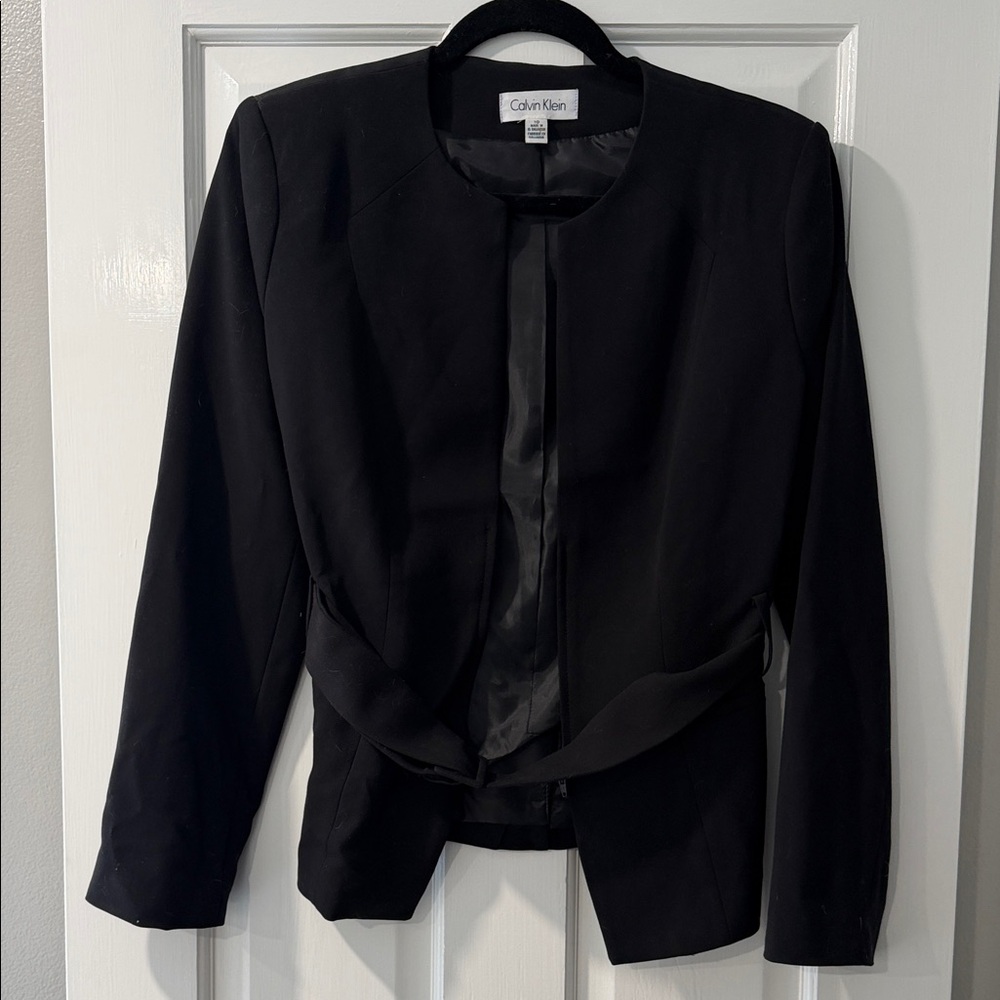 Calvin Klein Women's Classic Black Belted Suit Jacket